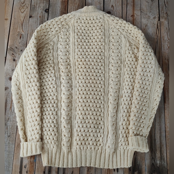 vintage '80s Cornel cable knit Irish wool cardigan  men's size Small - Picture 4 of 4